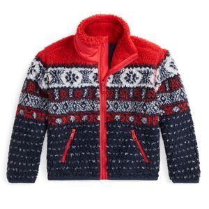 Polo Ralph‎ Lauren Little Girls Fair Isle Teddy Fleece Sweatshirt, SIZE 6X